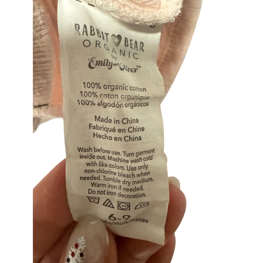 Rabbit Bear Organic Sun Print Ruffle Long Sleeve Baby Girl Bodysuit 6-9 Months - Picture 4 of 9